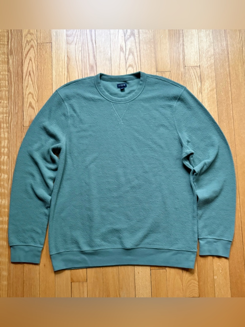 Lot 2 J.Crew Men’s Crewneck Sweaters Pullover Large Green Blue Solid - Picture 2 of 6